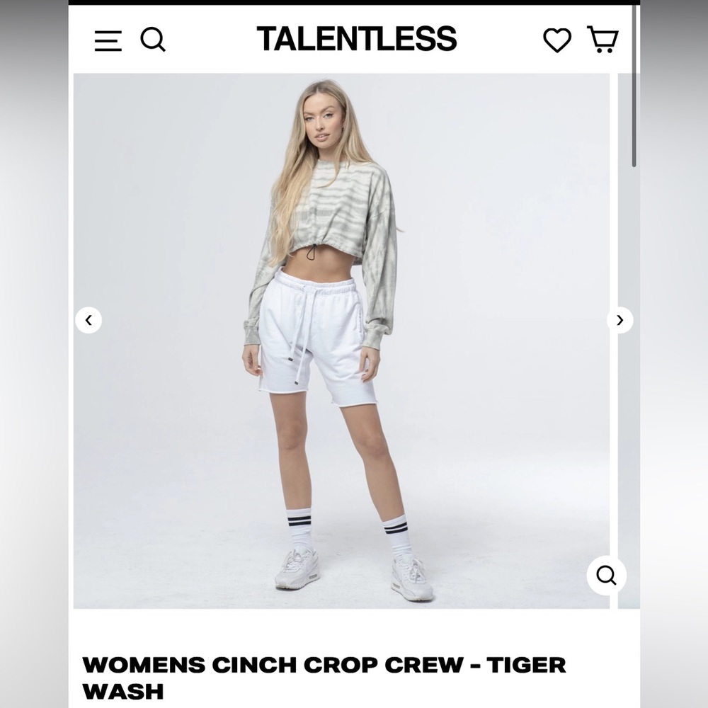 NWT TALENTLESS WOMENS SWEATPANTS & CINCH CROP CREW- TIGER WASH- NEUTRAL GRAY - Picture 2 of 12